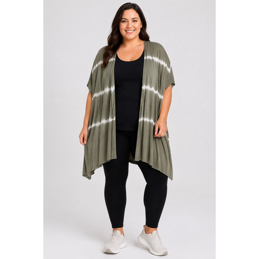 Lane Bryant Active Kimono Cardigan 18/20 Green Tie Dye Open Front Plus Size
